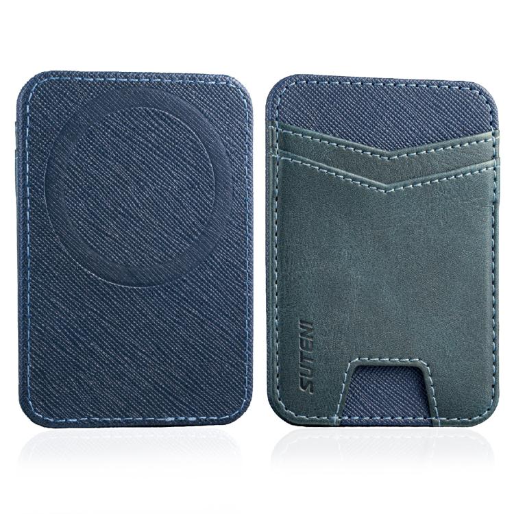 Porta carte magnetico sottile Suteni S7 con strisce a sezione trasversale effetto olio-cera.