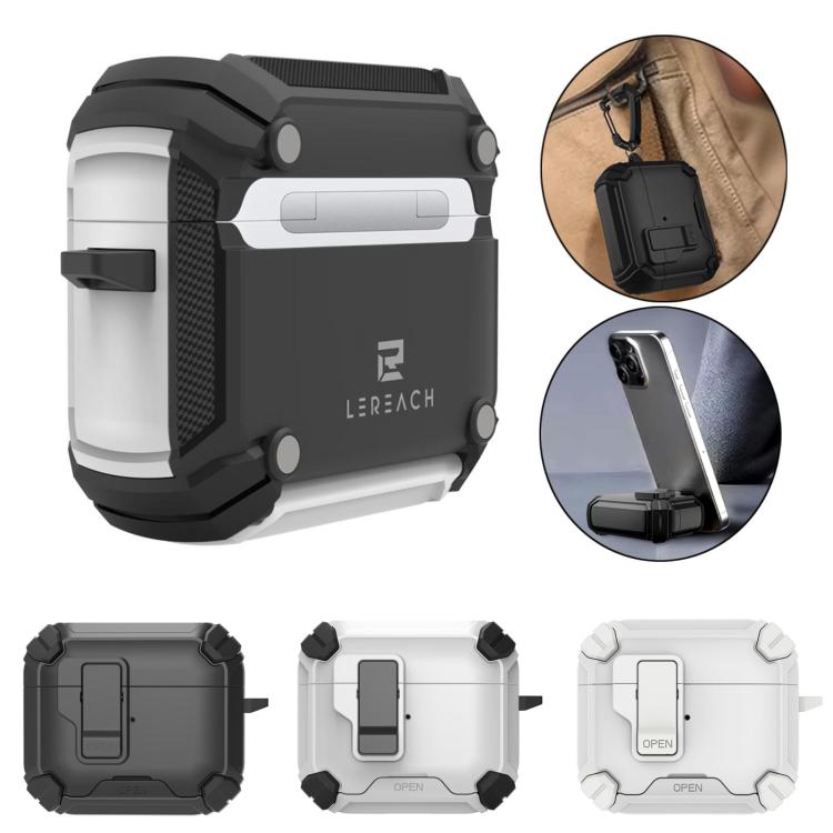 Custodia per auricolari wireless LeReach Mega Series Armor Edition con supporto, For AirPods 4