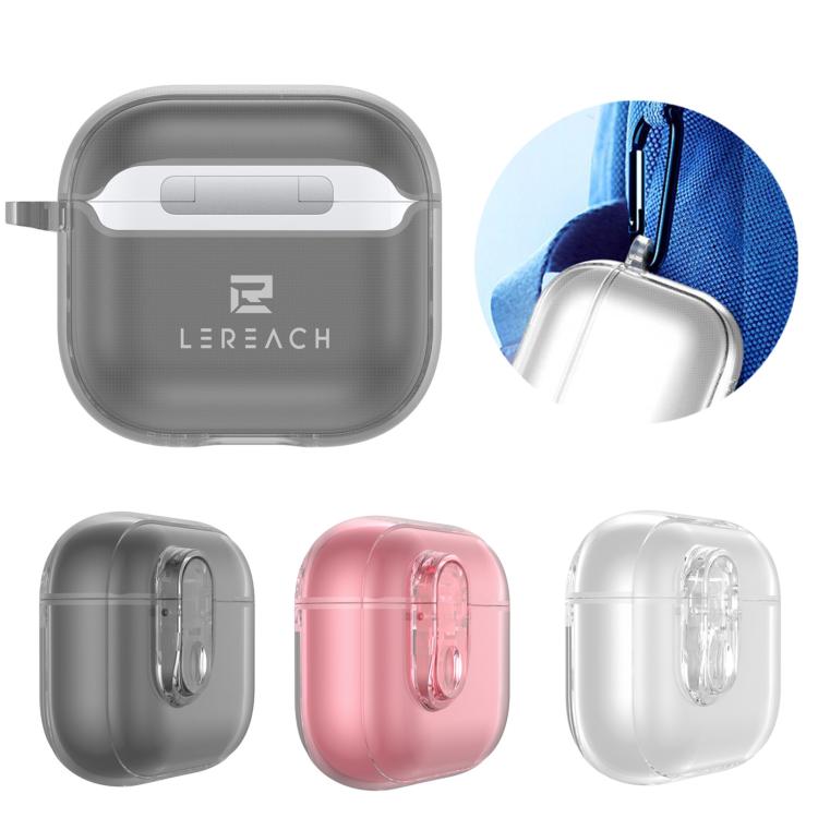 Custodia per auricolari wireless LeReach Mega Series Transparent Edition con gancio, For AirPods 4