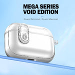 Custodia per auricolari wireless LeReach Mega Series Transparent Edition con gancio, For AirPods 4