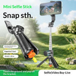 T01S Supporto per telefono con telecomando Bluetooth estensibile 3 in 1 per streaming live, asta per selfie e treppiede, T01S