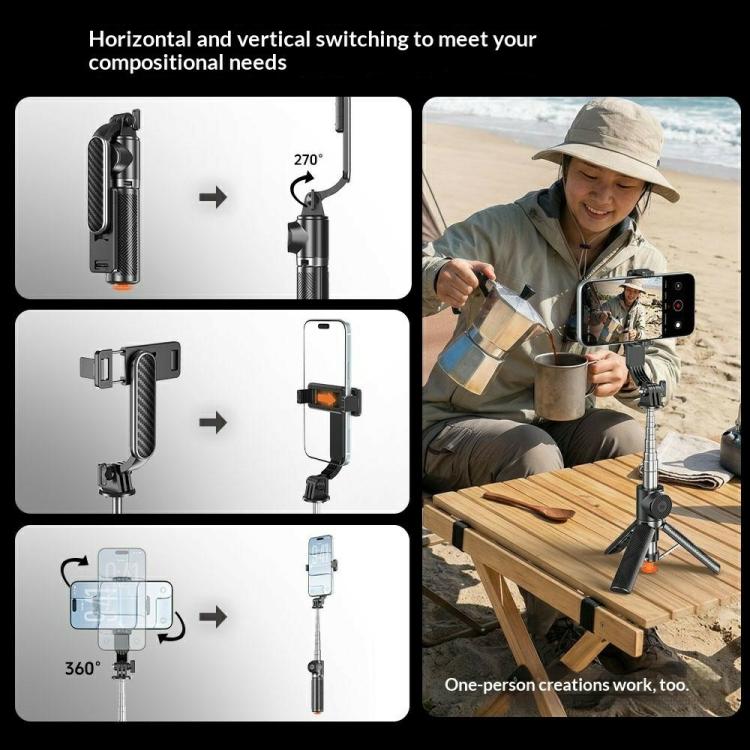 T01S Supporto per telefono con telecomando Bluetooth estensibile 3 in 1 per streaming live, asta per selfie e treppiede, T01S