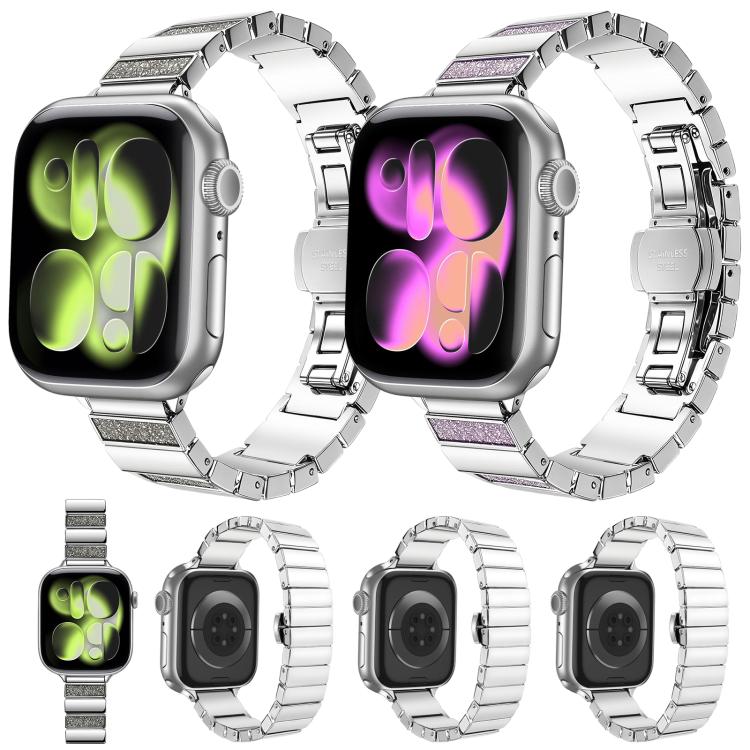 Cinturino per orologio in acciaio inossidabile con chiusura pieghevole a forma di tasti di pianoforte., For Apple Watch 46mm / 49mm / 45mm / 44mm, For Apple Watch 42mm / 41mm / 40mm / 38mm