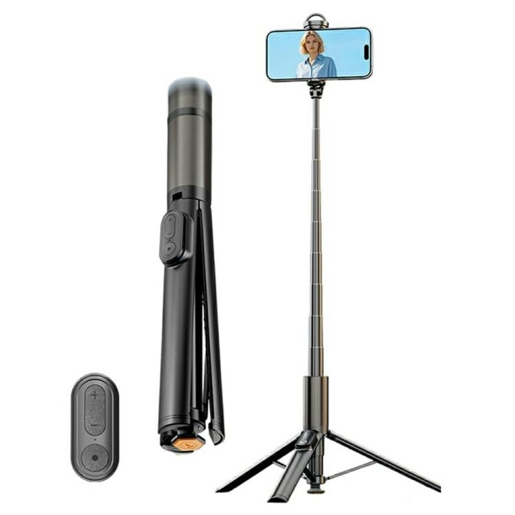 K60 Supporto per telefono estensibile in lega di alluminio da 170 cm, asta per selfie portatile, treppiede per fotografia., K60(Black), K60(Champagne Gold)