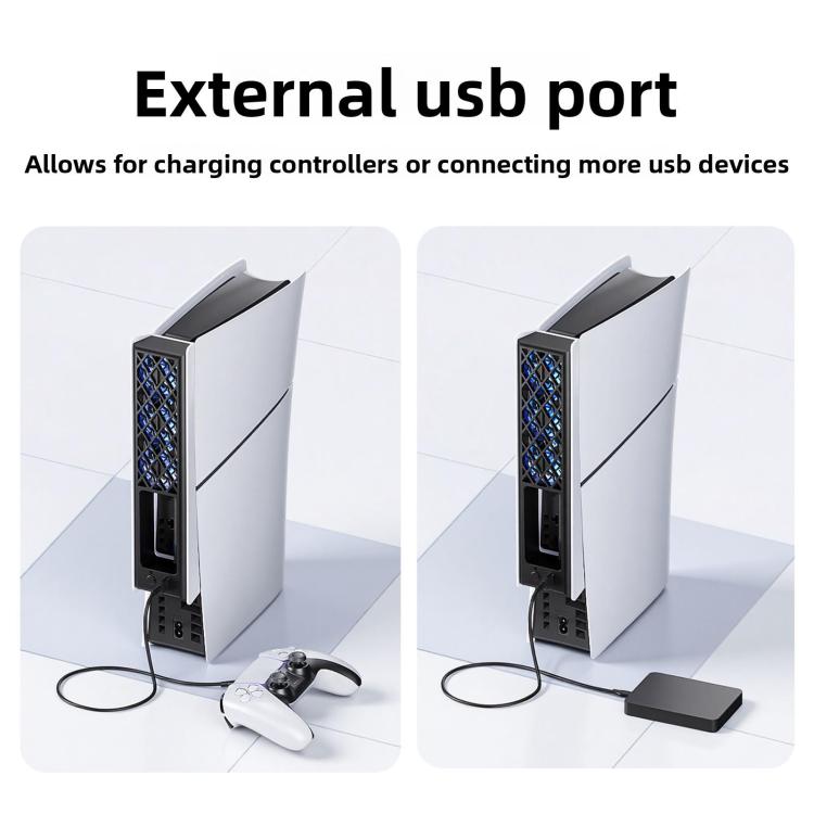 Ventola di raffreddamento posteriore termoregolata per PS5 Pro/PS5 Slim, console sottili con illuminazione RGB