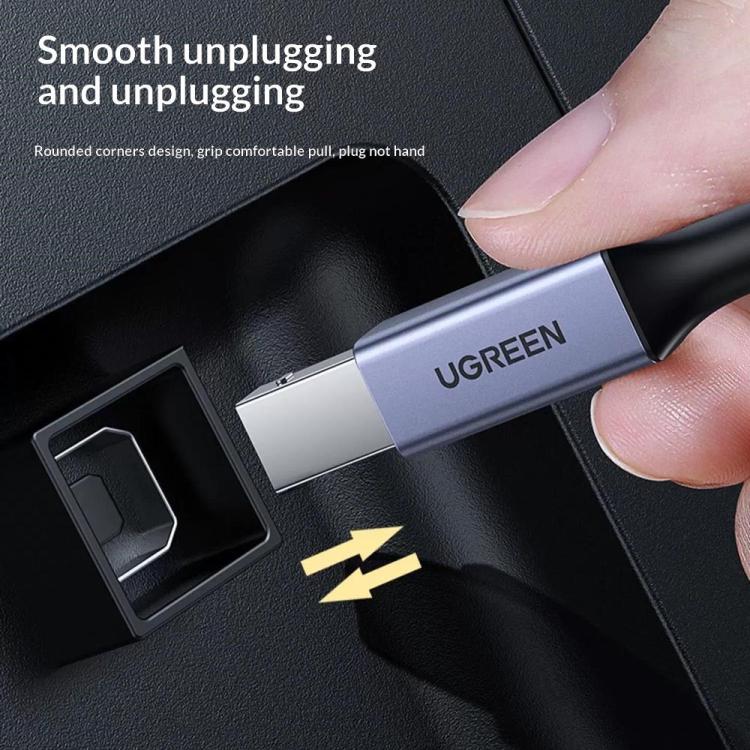 Cavo UGREEN US370 80805 da USB C a USB B 2.0 con rivestimento intrecciato per stampante.