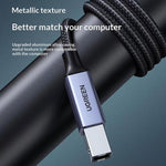 Cavo UGREEN US370 80805 da USB C a USB B 2.0 con rivestimento intrecciato per stampante.