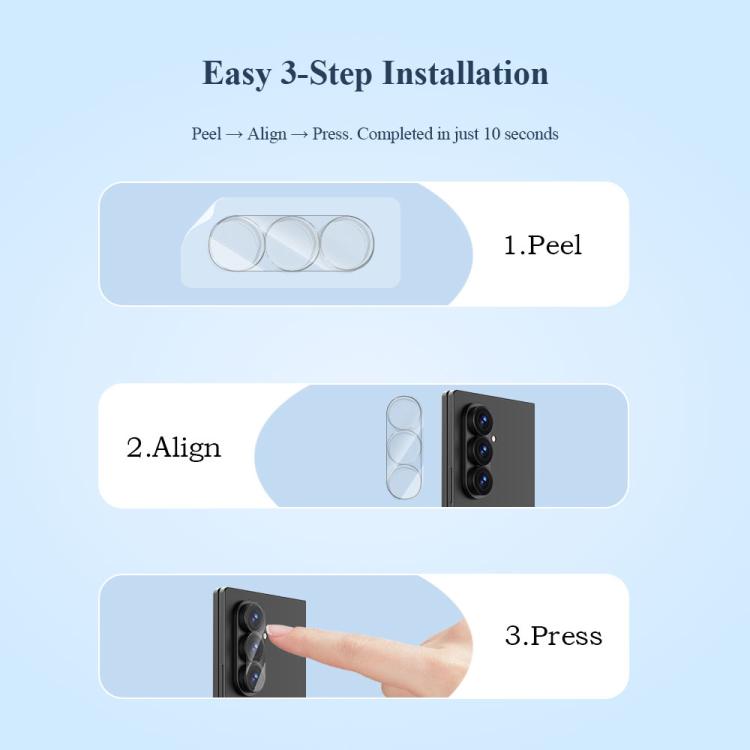 Pellicola in vetro resistente all'usura per obiettivo fotocamera LeReach serie TF 3D Full Coverage Version HD, For Galaxy Z Fold8 5G, For Galaxy Z Fold8 Ultra 5G, For Galaxy Z Flip8 5G, For Galaxy S25 Ultra 5G