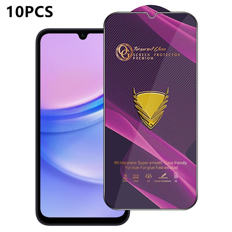 10 pezzi OG Purple Large-Arc Antistatic High-Alumina Screen-Printed HD Glass Film, For Galaxy S25 5G, For Galaxy S25+ 5G, For Galaxy S25 Ultra 5G, For Galaxy S24 FE 5G, For Galaxy A15, For Galaxy A55 5G, For Galaxy A35 5G, For Galaxy S24 Ultra 5G      ...