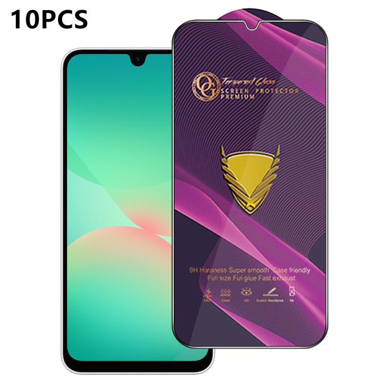 10 pezzi OG Purple Large-Arc Antistatic High-Alumina Screen-Printed HD Glass Film, For Galaxy F70e 4G, For Galaxy S26+ 5G, For Galaxy F07 4G, For Galaxy M07 4G, For Galaxy M17 5G, For Galaxy S26 Ultra 5G, For Galaxy S26 5G, For Galaxy F17 5G           ...