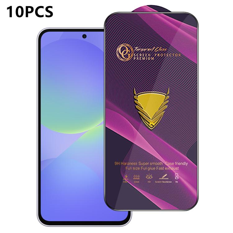 10 pezzi OG Purple Large-Arc Antistatic High-Alumina Screen-Printed HD Glass Film, For Galaxy F70e 4G, For Galaxy S26+ 5G, For Galaxy F07 4G, For Galaxy M07 4G, For Galaxy M17 5G, For Galaxy S26 Ultra 5G, For Galaxy S26 5G, For Galaxy F17 5G           ...