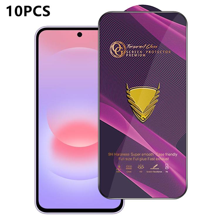 10 pezzi OG Purple Large-Arc Antistatic High-Alumina Screen-Printed HD Glass Film, For Galaxy F70e 4G, For Galaxy S26+ 5G, For Galaxy F07 4G, For Galaxy M07 4G, For Galaxy M17 5G, For Galaxy S26 Ultra 5G, For Galaxy S26 5G, For Galaxy F17 5G           ...