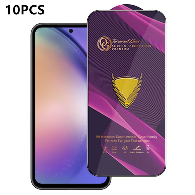10 pezzi OG Purple Large-Arc Antistatic High-Alumina Screen-Printed HD Glass Film, For Galaxy S25 5G, For Galaxy S25+ 5G, For Galaxy S25 Ultra 5G, For Galaxy S24 FE 5G, For Galaxy A15, For Galaxy A55 5G, For Galaxy A35 5G, For Galaxy S24 Ultra 5G      ...