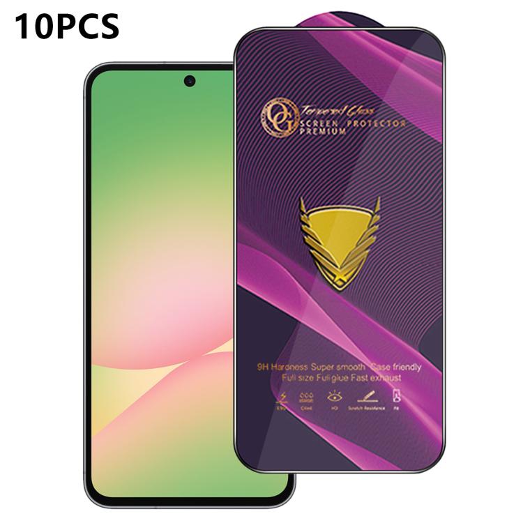 10 pezzi OG Purple Large-Arc Antistatic High-Alumina Screen-Printed HD Glass Film, For Galaxy F70e 4G, For Galaxy S26+ 5G, For Galaxy F07 4G, For Galaxy M07 4G, For Galaxy M17 5G, For Galaxy S26 Ultra 5G, For Galaxy S26 5G, For Galaxy F17 5G           ...