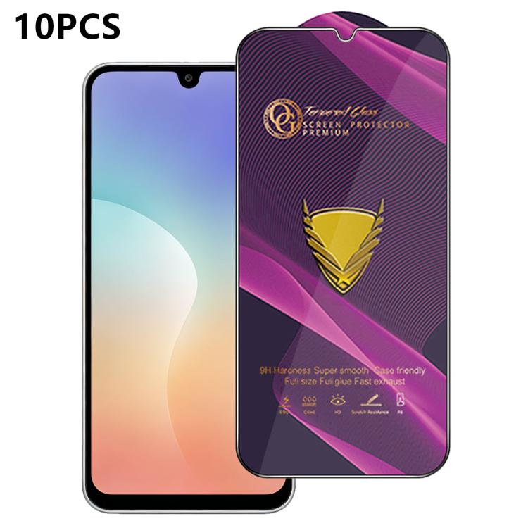 10 pezzi OG Purple Large-Arc Antistatic High-Alumina Screen-Printed HD Glass Film, For Galaxy F70e 4G, For Galaxy S26+ 5G, For Galaxy F07 4G, For Galaxy M07 4G, For Galaxy M17 5G, For Galaxy S26 Ultra 5G, For Galaxy S26 5G, For Galaxy F17 5G           ...