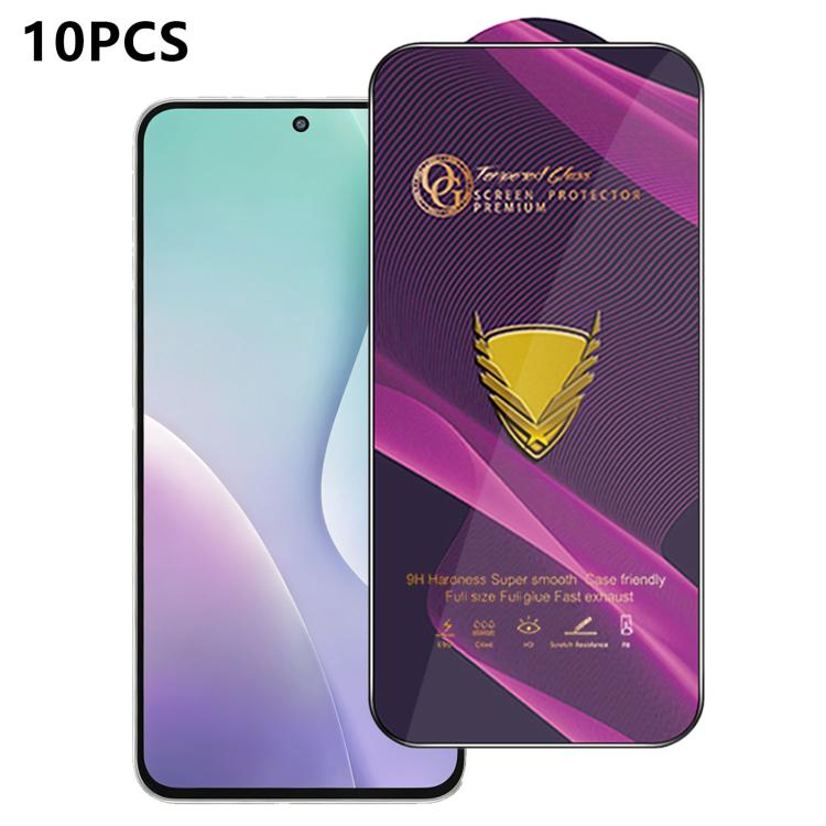 10 pezzi OG Purple Large-Arc Antistatic High-Alumina Screen-Printed HD Glass Film, For Galaxy F70e 4G, For Galaxy S26+ 5G, For Galaxy F07 4G, For Galaxy M07 4G, For Galaxy M17 5G, For Galaxy S26 Ultra 5G, For Galaxy S26 5G, For Galaxy F17 5G           ...