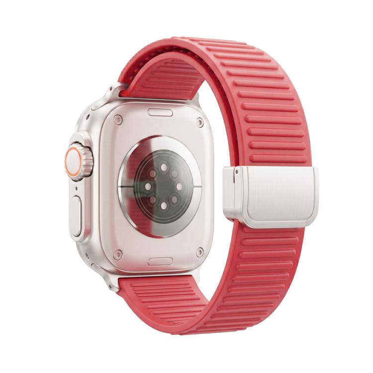Cinturino per orologio in silicone con fibbia magnetica e motivo a montagne., For Apple Watch 46mm / 49mm / 45mm / 44mm