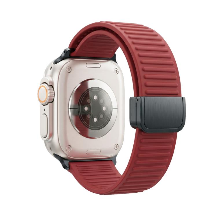 Cinturino per orologio in silicone con fibbia magnetica e motivo a montagne., For Apple Watch 46mm / 49mm / 45mm / 44mm