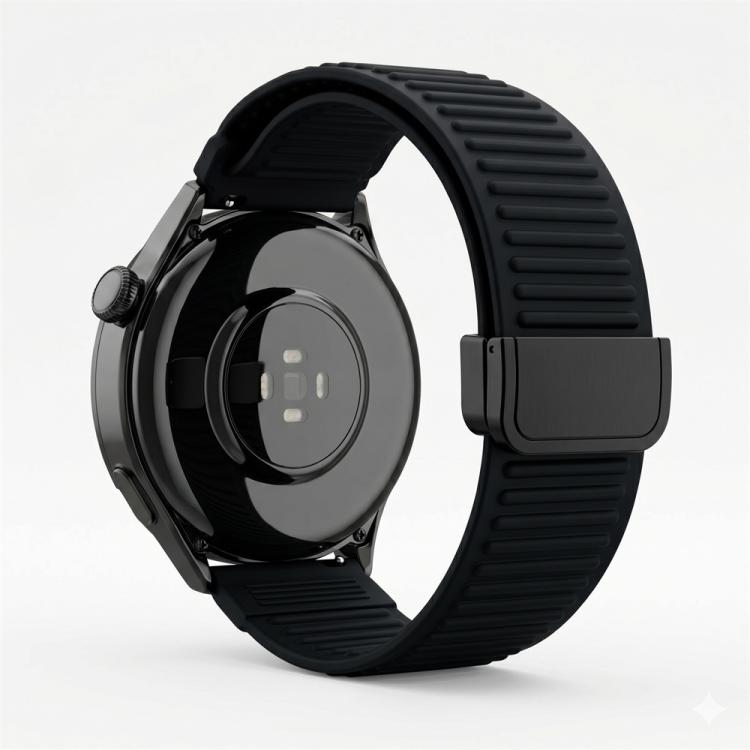 Cinturino per orologio in silicone con fibbia magnetica e motivo a montagne., 20mm