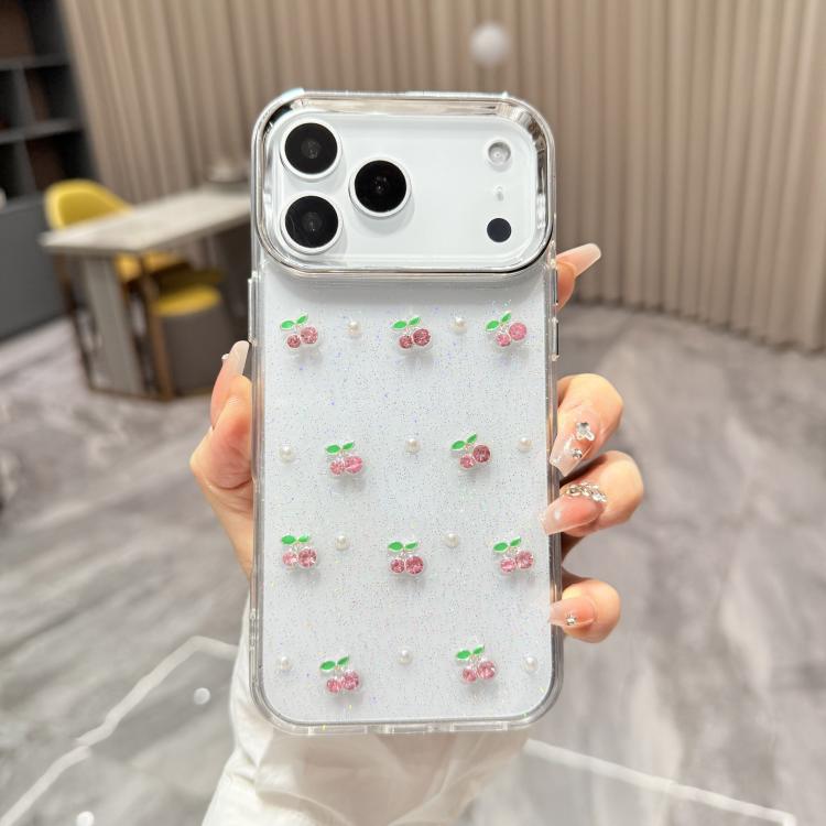Mini custodia per telefono in TPU con mini ciliegia 3D in resina epossidica., For iPhone 17 Pro Max, For iPhone 17 Pro, For iPhone 17, For iPhone Air, For iPhone 16 Pro Max, For iPhone 16 Pro, For  iPhone 16 Plus, For iPhone 16