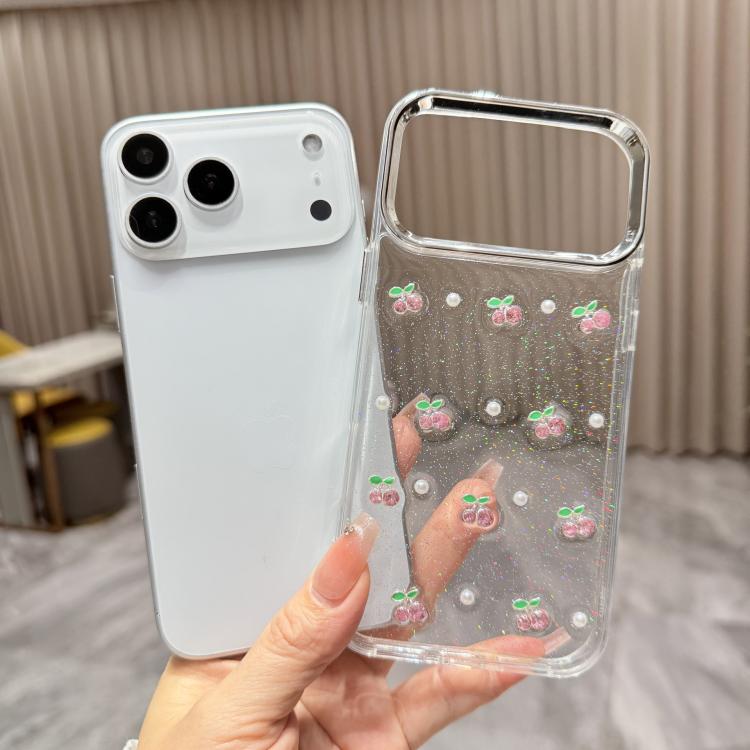 Mini custodia per telefono in TPU con mini ciliegia 3D in resina epossidica., For iPhone 17 Pro Max, For iPhone 17 Pro, For iPhone 17, For iPhone Air, For iPhone 16 Pro Max, For iPhone 16 Pro, For  iPhone 16 Plus, For iPhone 16
