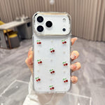 Mini custodia per telefono in TPU con mini ciliegia 3D in resina epossidica., For iPhone 17 Pro Max, For iPhone 17 Pro, For iPhone 17, For iPhone Air, For iPhone 16 Pro Max, For iPhone 16 Pro, For  iPhone 16 Plus, For iPhone 16