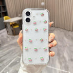 Mini custodia per telefono in TPU con mini ciliegia 3D in resina epossidica., For iPhone 17 Pro Max, For iPhone 17 Pro, For iPhone 17, For iPhone Air, For iPhone 16 Pro Max, For iPhone 16 Pro, For  iPhone 16 Plus, For iPhone 16