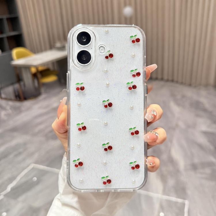 Mini custodia per telefono in TPU con mini ciliegia 3D in resina epossidica., For iPhone 17 Pro Max, For iPhone 17 Pro, For iPhone 17, For iPhone Air, For iPhone 16 Pro Max, For iPhone 16 Pro, For  iPhone 16 Plus, For iPhone 16