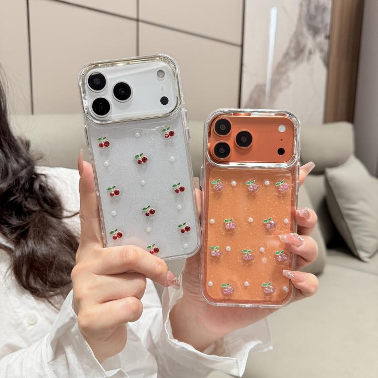 Mini custodia per telefono in TPU con mini ciliegia 3D in resina epossidica., For iPhone 17 Pro Max, For iPhone 17 Pro, For iPhone 17, For iPhone Air, For iPhone 16 Pro Max, For iPhone 16 Pro, For  iPhone 16 Plus, For iPhone 16