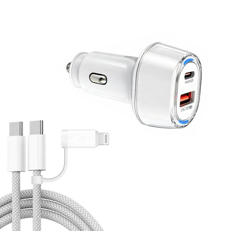 Caricabatterie da auto USB 55W PD3.0 QC3.0 con cavo Type-C
