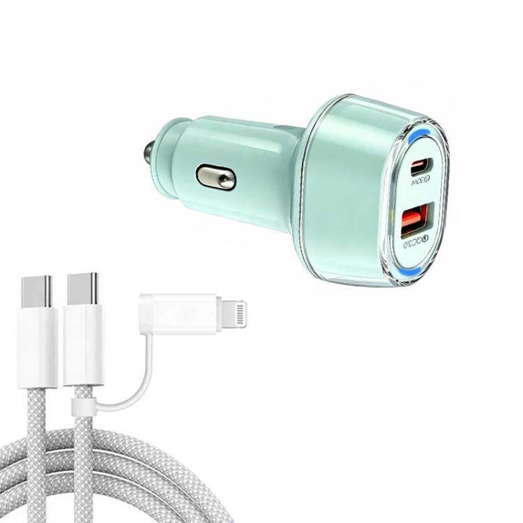 Caricabatterie da auto USB P78 da 55 W PD3.0 + QC3.0 con cavo dati da Type-C a 8 pin / Type-C, with Cable