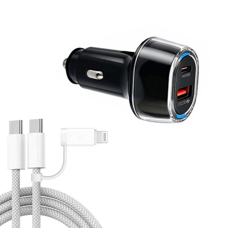 Caricabatterie da auto USB P78 da 55 W PD3.0 + QC3.0 con cavo dati da Type-C a 8 pin / Type-C, with Cable