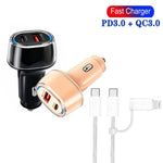 Caricabatterie da auto USB P78 da 55 W PD3.0 + QC3.0 con cavo dati da Type-C a 8 pin / Type-C, with Cable