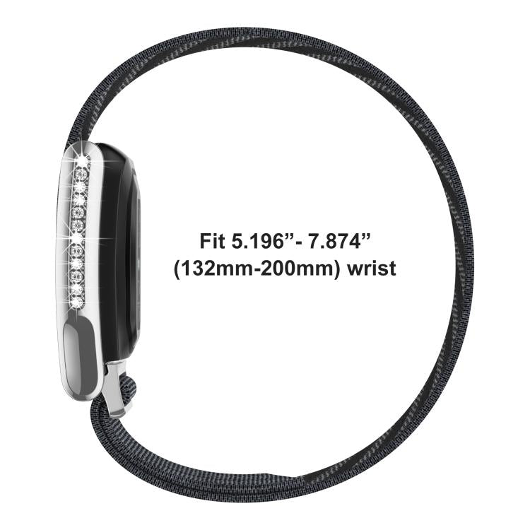 Cinturino per orologio in nylon elastico con diamanti a fila singola, For WHOOP 5.0 Electrocardiogram