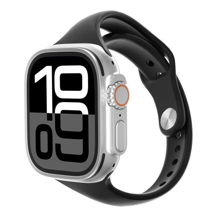 Cinturino per orologio in silicone con fibbia sottile a inversione e connettore angolato., For Apple Watch 46mm / 49mm / 45mm / 44mm, For Apple Watch 42mm / 41mm / 40mm / 38mm