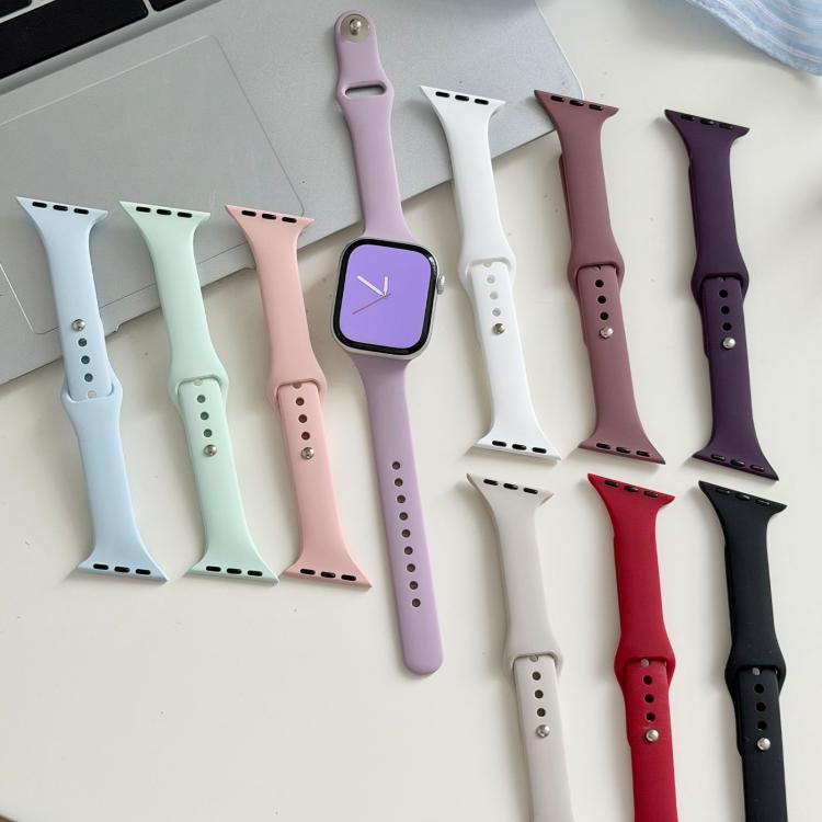 Cinturino per orologio in silicone con fibbia sottile a inversione e connettore angolato., For Apple Watch 46mm / 49mm / 45mm / 44mm, For Apple Watch 42mm / 41mm / 40mm / 38mm