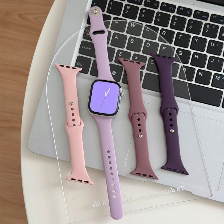 Cinturino per orologio in silicone con fibbia sottile a inversione e connettore angolato., For Apple Watch 46mm / 49mm / 45mm / 44mm, For Apple Watch 42mm / 41mm / 40mm / 38mm