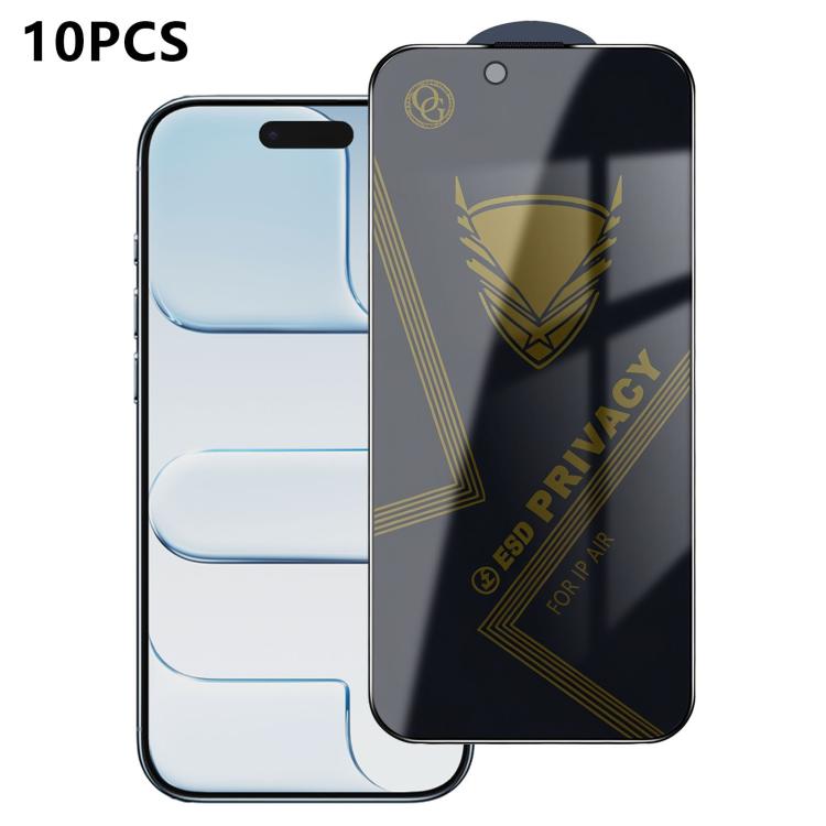 10 pezzi OG Golden Armor Pellicola in vetro temperato antistatica ad alto contenuto di alluminio con stampa serigrafica per la privacy, For iPhone 17e / 16e, For iPhone 17 Pro Max, For iPhone 17 Pro, For iPhone 17, For iPhone Air, For iPhone 16 Pro Max...