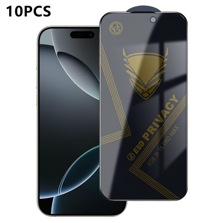 10 pezzi OG Golden Armor Pellicola in vetro temperato antistatica ad alto contenuto di alluminio con stampa serigrafica per la privacy, For iPhone 17e / 16e, For iPhone 17 Pro Max, For iPhone 17 Pro, For iPhone 17, For iPhone Air, For iPhone 16 Pro Max...