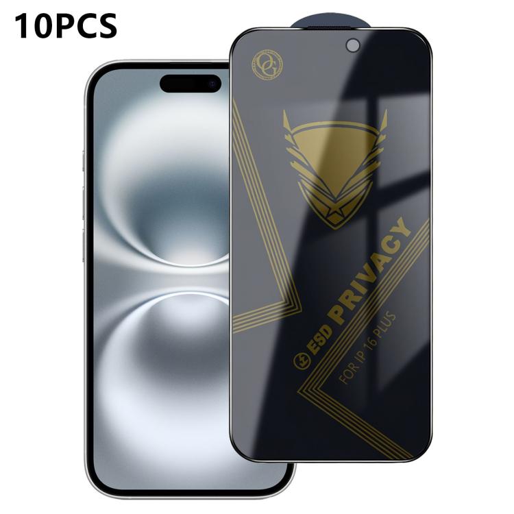 10 pezzi OG Golden Armor Pellicola in vetro temperato antistatica ad alto contenuto di alluminio con stampa serigrafica per la privacy, For iPhone 17e / 16e, For iPhone 17 Pro Max, For iPhone 17 Pro, For iPhone 17, For iPhone Air, For iPhone 16 Pro Max...
