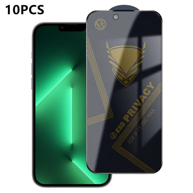 10 pezzi OG Golden Armor Pellicola in vetro temperato antistatica ad alto contenuto di alluminio con stampa serigrafica per la privacy, For iPhone 17e / 16e, For iPhone 17 Pro Max, For iPhone 17 Pro, For iPhone 17, For iPhone Air, For iPhone 16 Pro Max...