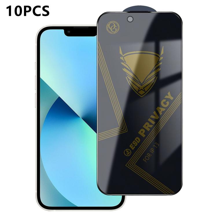 10 pezzi OG Golden Armor Pellicola in vetro temperato antistatica ad alto contenuto di alluminio con stampa serigrafica per la privacy, For iPhone 17e / 16e, For iPhone 17 Pro Max, For iPhone 17 Pro, For iPhone 17, For iPhone Air, For iPhone 16 Pro Max...