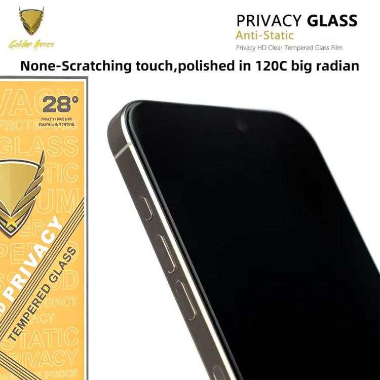 10 pezzi OG Golden Armor Pellicola in vetro temperato antistatica ad alto contenuto di alluminio con stampa serigrafica per la privacy, For iPhone 17e / 16e, For iPhone 17 Pro Max, For iPhone 17 Pro, For iPhone 17, For iPhone Air, For iPhone 16 Pro Max...