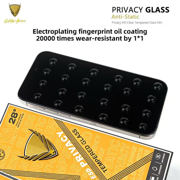 10 pezzi OG Golden Armor Pellicola in vetro temperato antistatica ad alto contenuto di alluminio con stampa serigrafica per la privacy, For iPhone 17e / 16e, For iPhone 17 Pro Max, For iPhone 17 Pro, For iPhone 17, For iPhone Air, For iPhone 16 Pro Max...