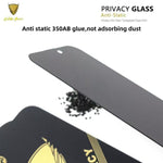 10 pezzi OG Golden Armor Pellicola in vetro temperato antistatica ad alto contenuto di alluminio con stampa serigrafica per la privacy, For iPhone 17e / 16e, For iPhone 17 Pro Max, For iPhone 17 Pro, For iPhone 17, For iPhone Air, For iPhone 16 Pro Max...