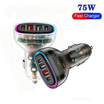 Caricabatterie da auto multiprotocollo P54 da 75 W PD3.0 con 2 porte USB-C e 2 porte USB., without Cable