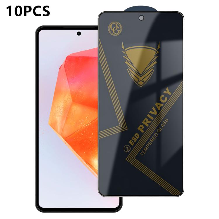 10 pezzi OG Golden Armor Pellicola in vetro temperato antistatica ad alto contenuto di alluminio con stampa serigrafica per la privacy, For Galaxy S25 Ultra 5G, For Galaxy S24 FE 5G, For Galaxy C55 5G, For Galaxy A15, For Galaxy A55 5G, For Galaxy A35 ...