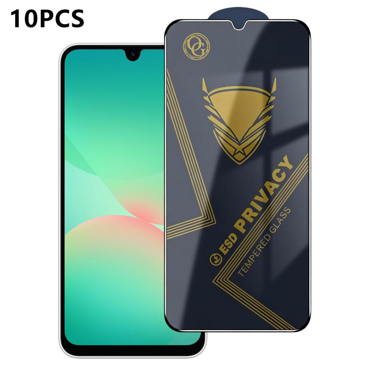 10 pezzi OG Golden Armor Pellicola in vetro temperato antistatica ad alto contenuto di alluminio con stampa serigrafica per la privacy, For Galaxy S26+ 5G, For Galaxy F07 4G, For Galaxy M07 4G, For Galaxy M17 5G, For Galaxy S26 5G, For Galaxy F17 5G   ...