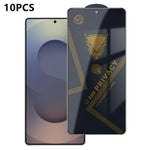 10 pezzi OG Golden Armor Pellicola in vetro temperato antistatica ad alto contenuto di alluminio con stampa serigrafica per la privacy, For Galaxy S25 Ultra 5G, For Galaxy S24 FE 5G, For Galaxy C55 5G, For Galaxy A15, For Galaxy A55 5G, For Galaxy A35 ...