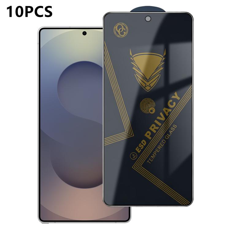 10 pezzi OG Golden Armor Pellicola in vetro temperato antistatica ad alto contenuto di alluminio con stampa serigrafica per la privacy, For Galaxy S25 Ultra 5G, For Galaxy S24 FE 5G, For Galaxy C55 5G, For Galaxy A15, For Galaxy A55 5G, For Galaxy A35 ...